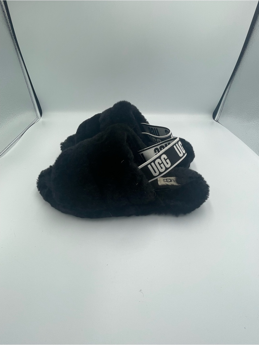UGG Brand Women's Oh Yeah Slide Fluffy Soft Slippers Shoes Black 9